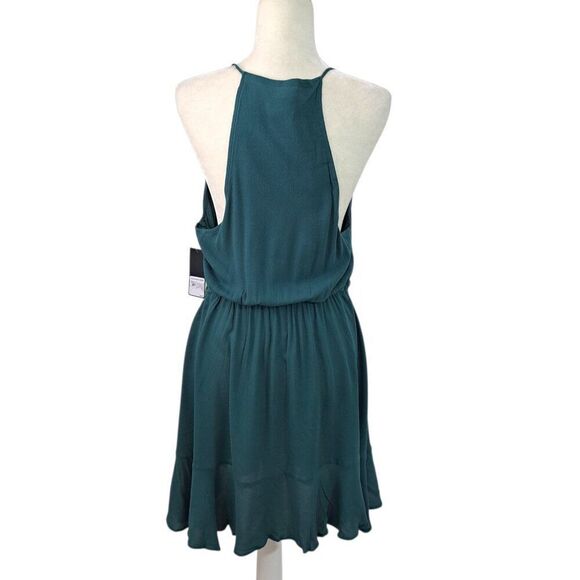 Free Press Women's Ruffle Sleeveless Dress Forest Green Racerback Travel Size L - Picture 5 of 9